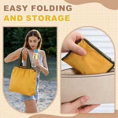 14.3 x 13.4 Inch Washable Shopping Bags with Handles for Shopping Yellow