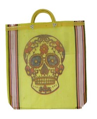 Sugar Skull Market Bag – Recycled, Mexico Folk Art, Eco-Friendly, Various Colors