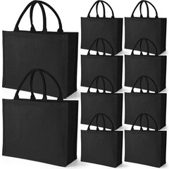 10 Pack Black Burlap Tote Wedding Jute Gift Bags with Handles – Large Reusabl…