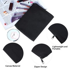 meekoo 16 Pack Blank Canvas Pouch Zipper Cosmetic Medium (Pack of 16), Black