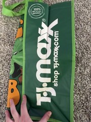 TJ Maxx Lucky Vibes Foldable Reusable Shopping Bag Green Orange Recycled