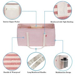 2 Pack Extra Large Utility Tote Bag with Metal Wire Frame and the Sides Rinfo…