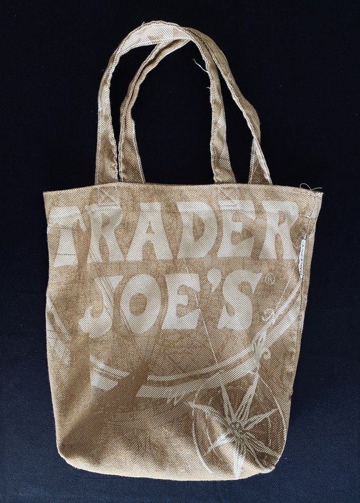 Trader Joe’s Rare Double Handle Canvas Logo Tan Tote Bag
