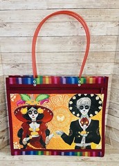Day Of The Dead Mesh Tote Bag Bolsa De Maya/Mercado De Dia De Los Muertos