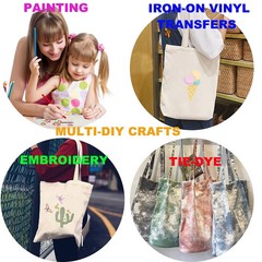 Canvas Tote Bags Multi-Purpose Reusable Bags for Grocery, Shopping & DIY Gifts