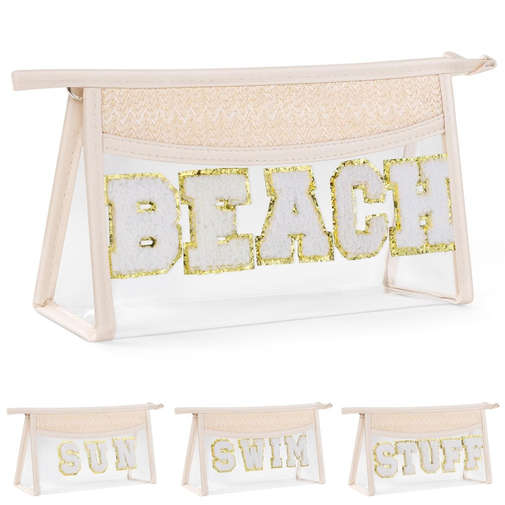 Etercycle Boho Patch BEACH Makeup Bag, Clear PVC 9.8*5.7*2.7 inches,