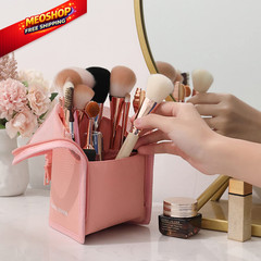 Linsiter Makeup Brush Travel Case Stand Up, High Capacity pink