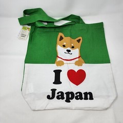 Wasabi I Love Japan Shiba Inu Dog Tote Bag Cotton New Heart Green White New
