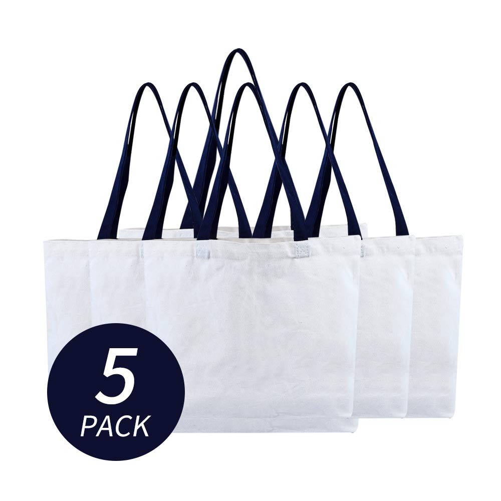 Large Canvas Bag Grocery Tote Beach Shopping 12 oz Multi Purpose Washable – 2…