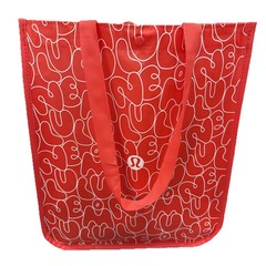Lululemon Reusable Large Shopping Tote Bag Red New Pattern 14” X 16.5” X6.5”