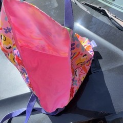Estée Lauder Foldable Pink Multicolor Polyester All-Over Tote Bag
