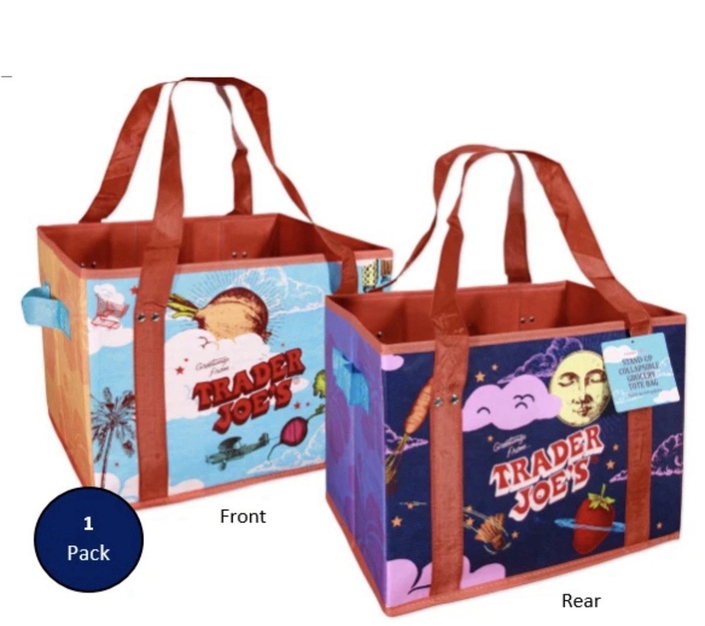 Trader Joe’s NEW ❤️ STAND-UP COLLAPSIBLE REUSABLE GROCERY SHOPPING TOTE GIFT BAG
