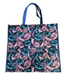 Disney STITCH & ANGEL Reusable Blue Jumbo Shopping Gift Bag with Handle🆕🆓Ship!