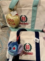99 Ranch Market Canvas Mini Tote Bags Set of 4 Foldable Colored Handles Reusable