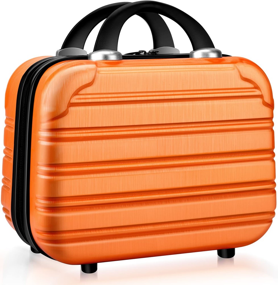 14 Inch Makeup Train Case PC ABS Hard Shell Cosmetic Organizer orange