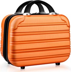 14 Inch Makeup Train Case PC ABS Hard Shell Cosmetic Organizer orange