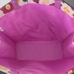 Floral Canvas Reusable Shopping Bag Medium Foldable Pink Handles Modern