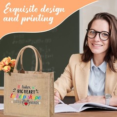 4 Pcs Teacher Appreciation Gift Jute Teacher Tote Bag Rainbow Teacher Gift fo…