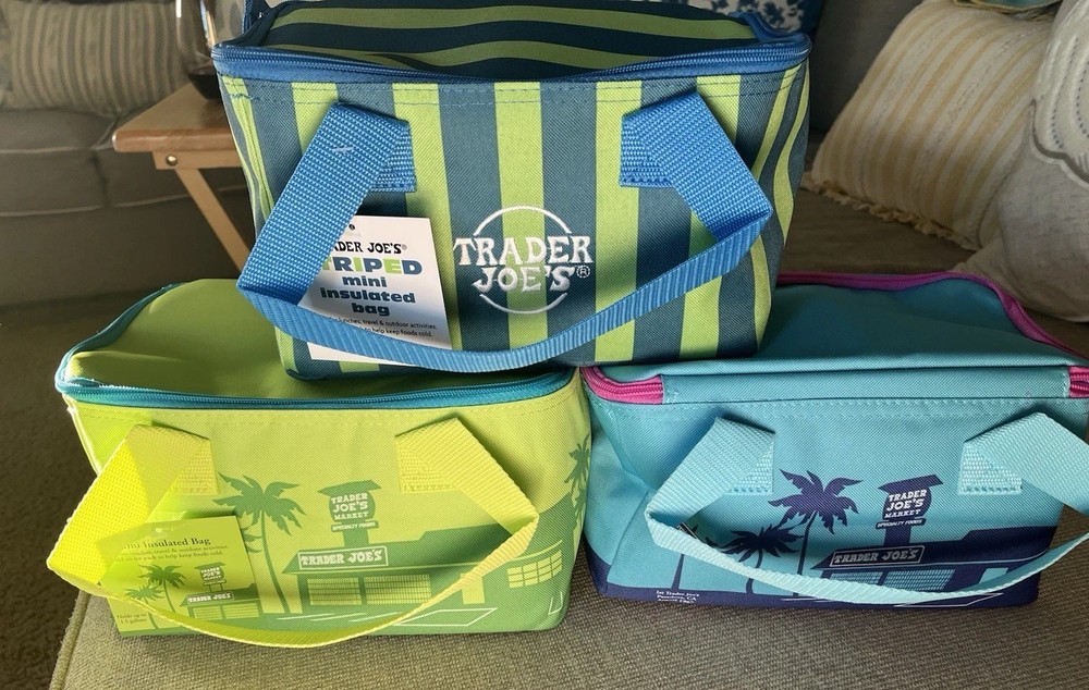 Trader Joe’s Mini Insulated Tote Cooler Bags set Of 3 Limited Summer FUN COLORS