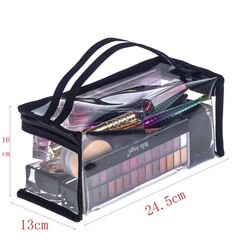 Jula Vance Small Rectangular Clear PVC Makeup 10 x 3.5 x inches, Black
