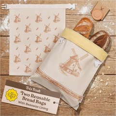 Très Fresh Beeswax Bread Bag for Sourdough (2 Pack) – 2 Pack, Windmill