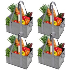 4pk Reusable Grocery Bags Shopping Bags Tote Box Large Heavy Duty Groceries Bag