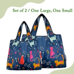 2 PCS Large Small Foldable Tote Nylon Reusable Grocery Bags Shopping