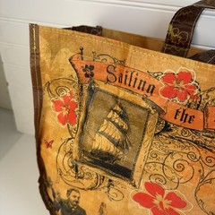 Trader Joe’s Sailing the Culinary Seas Reusable Grocery Tote Bag Brown Yellow