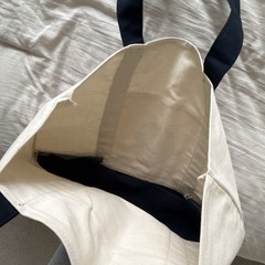 Trader Joe’s Reusable Foldable Canvas Tote Bag Beige Navy Blue