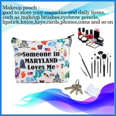 PXTIDY Maryland Travel Makeup Bag Long Distance Relationships ONE SIDE, Beige