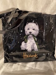 Harrods Knightsbridge Shopping Bag Tote West Highland Terrier Westie Guc