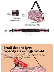 Reusable Foldable Shopping Bag Pink Waterproof Oxford Cloth Travel Beach Bag
