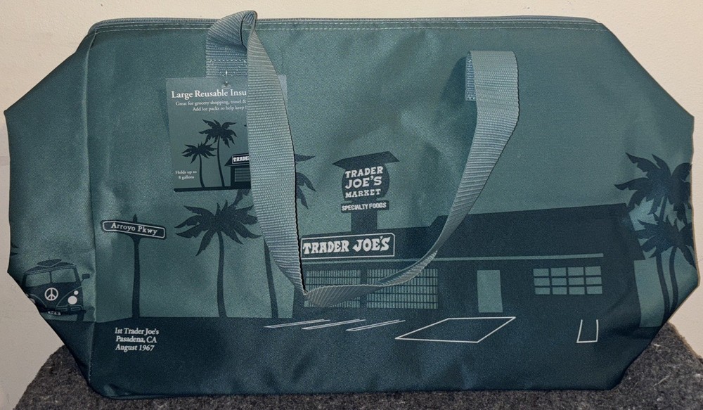 Trader Joe’s 8 Gallons Reusable Bag Cooler Large Insulated Tote Dusty Blue