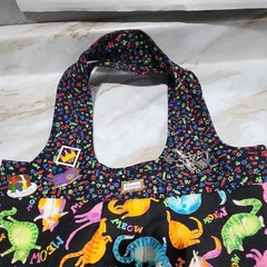 Quiltaholics Anonymous Reusable Large Fabric Cat Print Tote Bag 20×18″