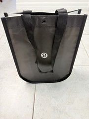 Lululemon Reusable Tote Bag Black Gray Small Shopping Lunch Eco Bag Snap Closure