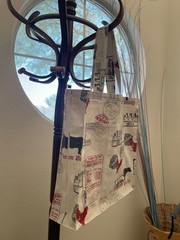 New Handmade large light canvas grocery bag/beach tote w double pocket