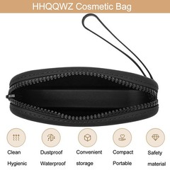 HHQQWZ Portable Silicone Makeup Bag for Women, Small Travel 01 Black