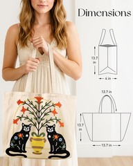 Embroidery Canvas Tote Bag for Women – Cute Aesthetic Reusable Totes with Poc…