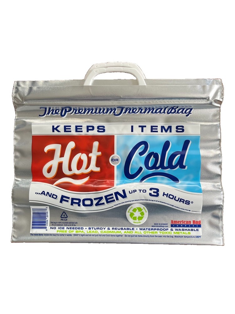 Hot Cold 18 Bags Thermal Cooler, Grocery Size, Red/Blue No Ice Needed