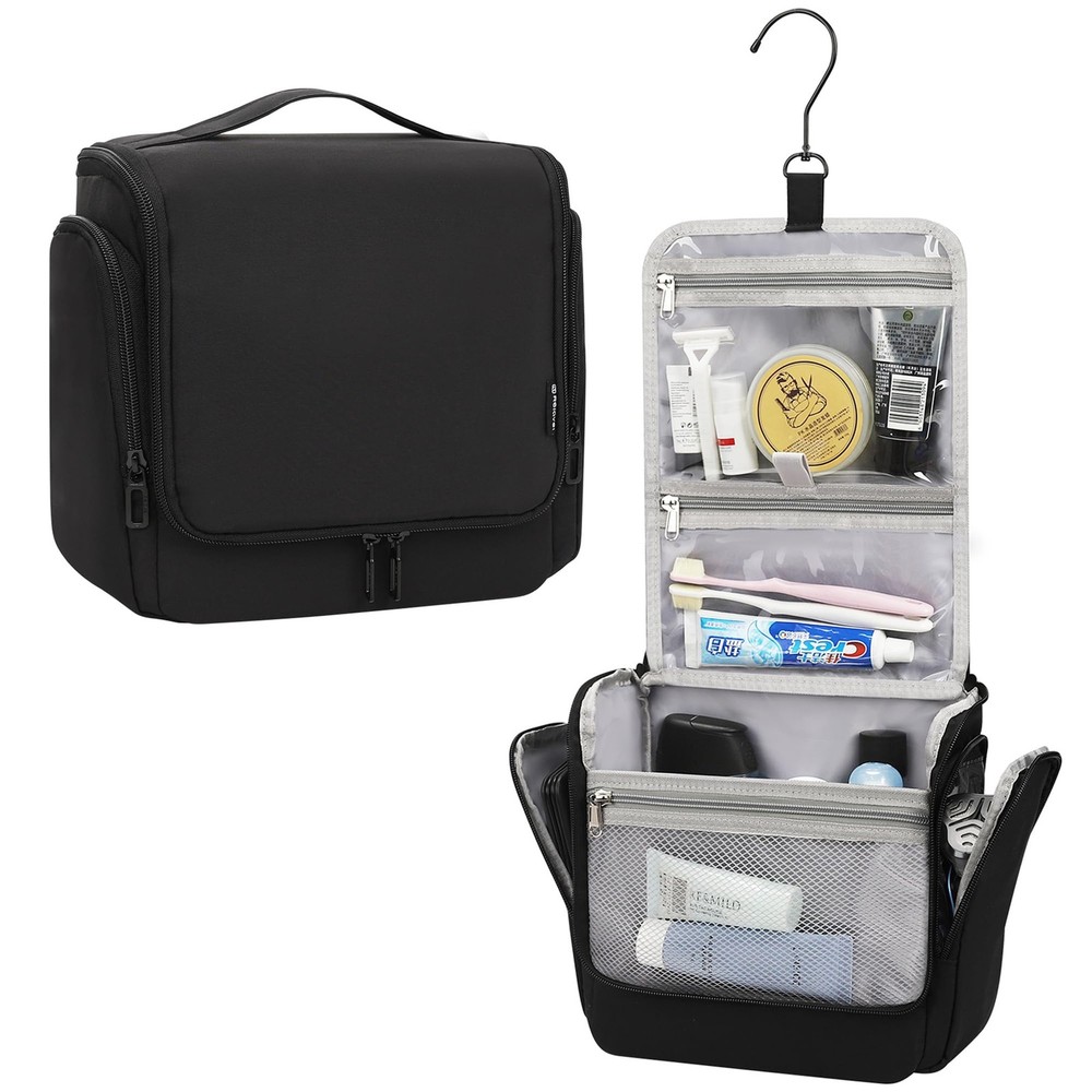 Relavel Hanging Toiletry Bag for Men and Women, Travel Large, Black