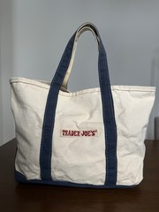 Trader Joe’s Canvas Tote Bag Large Canvas Boat Tote Navy Blue Grocery Beach