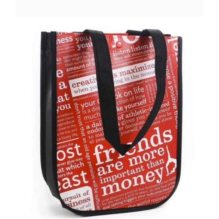 Lululemon Small Reusable Tote Bag Red White Typography Manifesto Logo Shopper