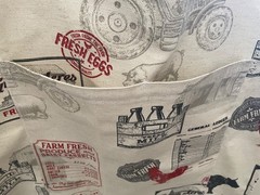New Handmade large light canvas grocery bag/beach tote w double pocket