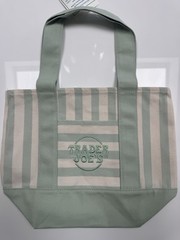 Trader Joe’s Small Canvas Striped Multicolor Tote Bag 13x6x10 Set of 4