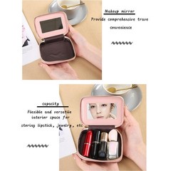 YIGEBIZI Lipstick Holder with Mirror PU Case for Purse Women A-Pink