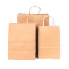 150 Pack – Medium White Kraft Paper Bags with Handles [10x5x13 Inches]