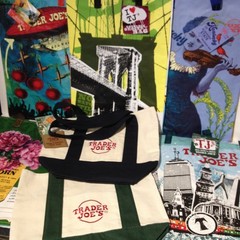 NWT Trader Joe’s Canvas Mini Tote + Reusable Shopping Bag Lot Brooklyn Boston +