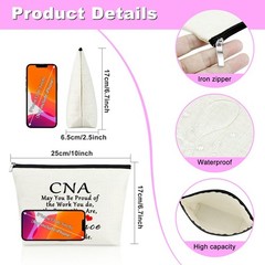 3Pcs CNA Makeup Bag Set Certified Nursing Assistant Gifts Beige