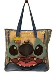 Disney STITCH Blue XL TRANSPARENT Reusable Beach Tote/Shopping/Gift Bag🆓Ship!