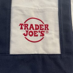 NWT Trader Joe’s NAVY BLUE Mini Canvas Tote Lunch Bag NAVY BLUE w/STICKERS